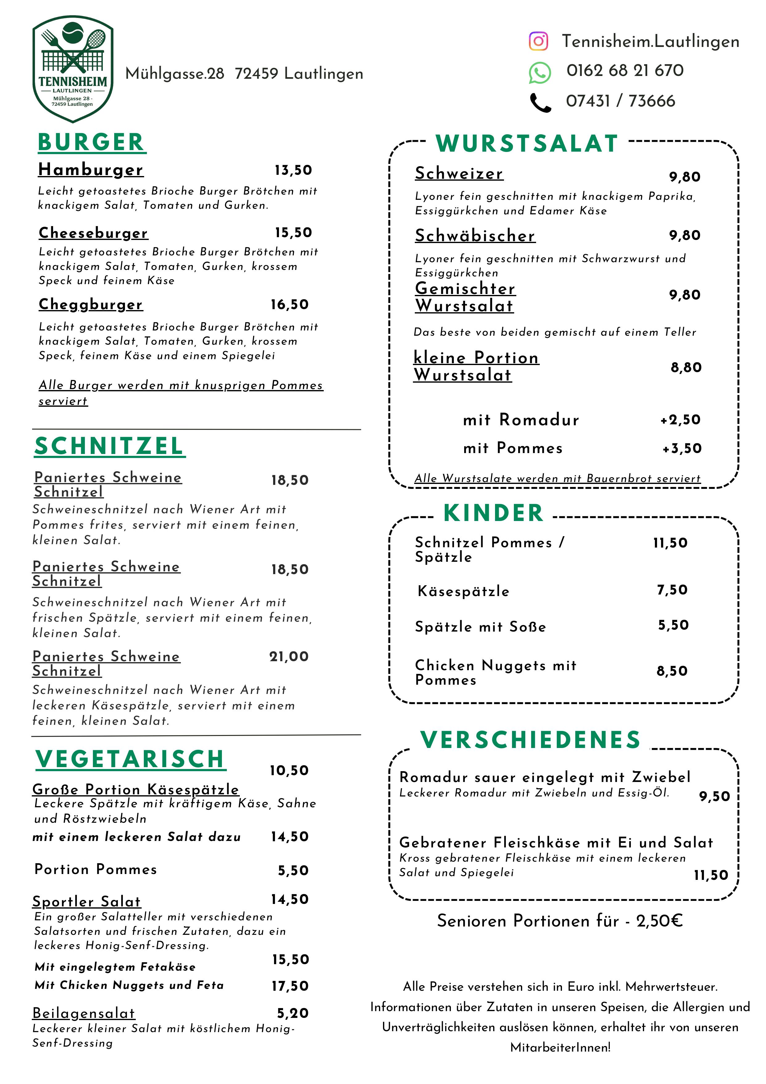 Speisekarte