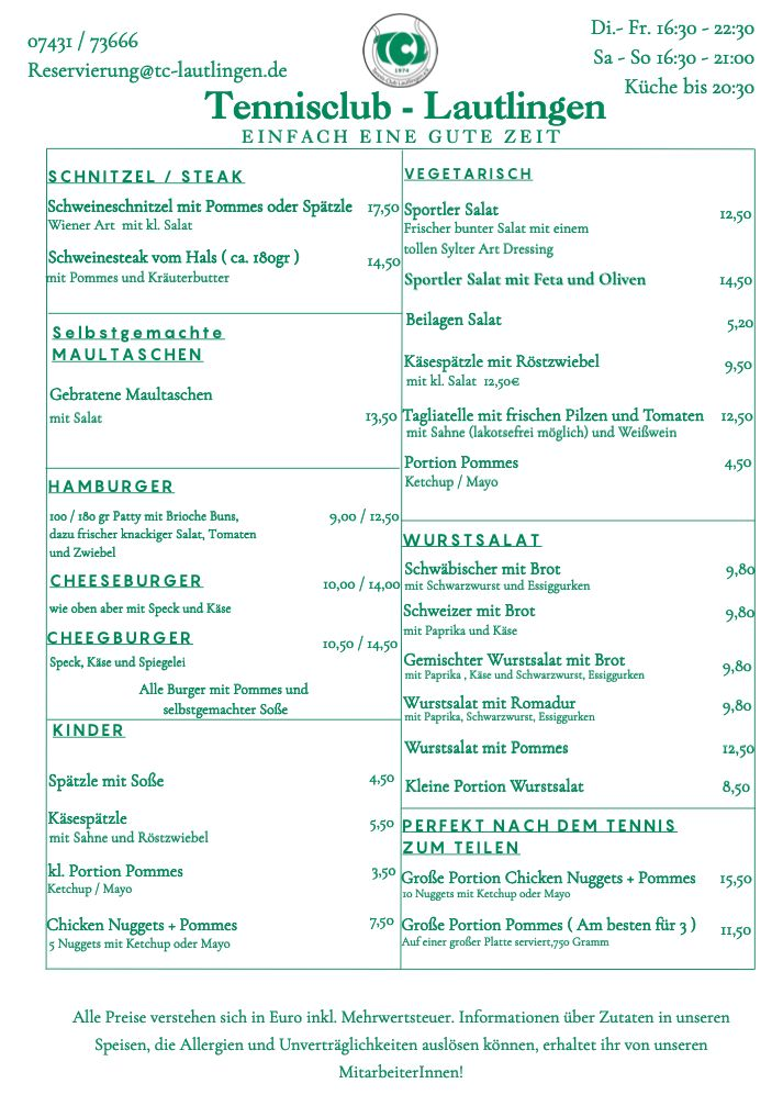 Speisekarte